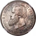 Brazil, silver 2000 reis, 1888, NGC AU55, cert. #6374347-017