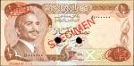 1975-92年约旦中央银行1/2第纳尔样票。Uncirculated.