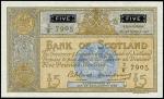 Bank of Scotland, ｣5 (3), 1956, 1960 (2), orange-brown, arms top centre and at left, Scotia in blue 