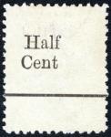 1896 Third Surcharge Half Cent Proof, printed in black on perforated white paper.