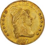 1807 Capped Bust Right Half Eagle. BD-4. Rarity-4+. Large Reverse Stars. MS-63+ (PCGS).