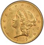 1854 Liberty Head Double Eagle. Large Date. MS-62 (PCGS). CAC.