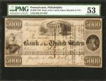 Philadelphia, Pennsylvania. Bank of the United States. Dec. 15, 1840. $5000. PMG About Uncirculated 