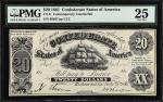 CT-9. Confederate Currency. 1861 $20. PMG Very Fine 25. Contemporary Counterfeit.