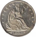 1853-O Liberty Seated Half Dollar. Arrows and Rays. WB-21. Rarity-3. Unc Details--Improperly Cleaned