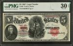Fr. 88. 1907 $5  Legal Tender Note. PMG Very Fine 30 EPQ.