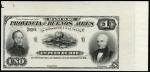 x Banco de Provincia de Buenos Aires, black & white proof for a 1 Peso, 1 January 1883, no serial nu