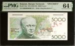 BELGIUM. Banque Nationale de Belgique. 5000 Francs, ND (1982-1992). P-145s. Specimen. PMG Very Choic