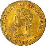 ECUADOR. 1835-FP 2 Escudos. Quito mint. KM-16. UNC Detail — Filed Rims (PCGS).
