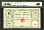 COLOMBIA. Banco Nacional - Overprinted on La Caja de Propietarios. 2 Pesos, 1899. P-S674. PMG Extrem
