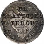 USE/ DR. SHATTUCKS / WATER CURE / WATERFORD /ME on a 1853 Seated Quarter. Rulau R-ME-6. Brunk S-319.