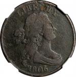 1806 Draped Bust Half Cent. C-2. Small 6, Stems to Wreath. Fine Details--Corrosion (NGC).