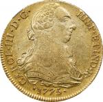 CHILE. 8 Escudos, 1775-So DA. Santiago Mint. Charles III. NGC EF Details--Cleaned.