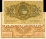 ESTONIA. Eesti Vabariigi. 50 & 100 Marka, 1919 & 1921. P-55, 56. Very Fine.