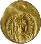 MAURICE TIBERIUS, 582-602. AV Solidus, Constantinople Mint, 10th Officina, 583-602. ICG AU-50.