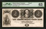 Newport, Rhode Island. Rhode-Island Union Bank. 1840s-50s. $2. PMG Choice Uncirculated 63. Proof.