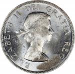 CANADA. Mint Error -- Struck Through Obverse -- Dollar, 1963. Ottawa Mint. Elizabeth II. PCGS MS-62.