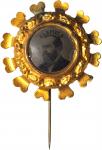 1880 James Garfield. DeWitt-JG 1880-28. Portrait Lapel Pin in Brass Frame. 27 mm. Extremely Fine.