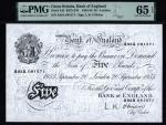 Bank of England, Leslie Kenneth OBrien, £5, London, 20 September 1955, serial number A83A 081571, bl