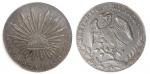 1890-MO AM墨西哥8比索银币，PCGS AU50