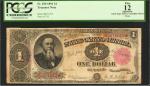 Fr. 350. 1891 $1  Treasury Note. PCGS Currency Fine 12 Apparent. Small Edge Split at Top Right; Mino