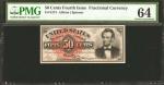 Fr. 1374. 50 Cents. Fourth Issue. Lincoln. PMG Choice Uncirculated 64.