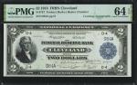 1918年2美元克利夫兰 PMG Choice Unc 64 1918 $2 Federal Reserve Bank Note