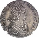FRANCE / CAPÉTIENSLouis XIV (1643-1715). Essai du demi-écu à la France contemplant une monnaie frapp