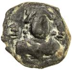 ALCHON HUNS: Ksatrapa Tarika， ca。 6th century， AE unit 401。21g41， Vondrovec-25， bust 3/4 frontal vie