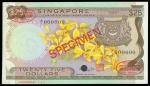 Singapore, $25, Specimen, ND(1972), serial number A/1 000000, brown and yellow, orchid at centre, co