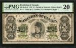 1878年加拿大主权1元。CANADA. Dominion of Canada. 1 Dollar, 1878. DC-8e-iii-O. PMG Very Fine 20.