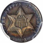 1863 Silver Three-Cent Piece. Proof-66 (PCGS). CAC.