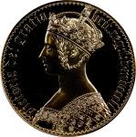 1851年澳大利亚后铸加厚 5 先令镀金铜镍币。AUSTRALIA. Gilt Copper Nickel Fantasy 5 Shillings Piefort, "1851". Victoria.