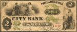 Philadelphia, Pennsylvania. City Bank. Jan. 15, 1862. $2. Fine.