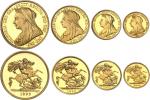 GRANDE-BRETAGNEVictoria (1837-1901). Ensemble de 10 monnaies, de la 5 livres au 3 pence, au buste vo