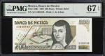 MEXICO. Banco de Mexico. 200 Pesos, 1998. P-109c. PMG Superb Gem Uncirculated 67 EPQ.