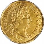 FRANCE. Louis dOr, 1704-A. Paris Mint. Louis XIV (1643-1715). NGC VF Details--Removed from Jewelry.