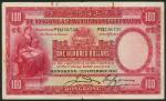 Hong Kong and Shanghai Banking Corporation, $100, 1 September 1930, serial number B330,732, red and 