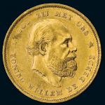 1877年荷兰10盾金币一枚，重量：6.7克，极美品至近未使用品