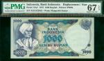 1975年印度尼西亚银行1000盾，编号XGC 032055, PMG67EPQ