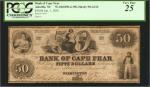 Wilmington, North Carolina. Bank of Cape Fear. 1864. $50 Branch at Ashville. PCGS Currency Very Fine