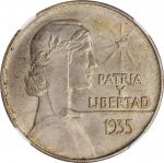 CUBA. Peso, 1935. Philadelphia Mint. NGC MS-65.