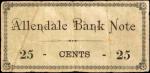 Allendale, New Jersey. Allendale Bank Note. 25 Cents. Very Fine.