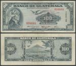 Banco de Guatemala, 100 Quetzales, 3 August 1949, serial number 034664, black on multicolour underpr