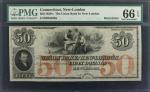 New London, Connecticut. The Union Bank in New London. 1850s. $50. PMG Gem Uncirculated 66 EPQ. Rema