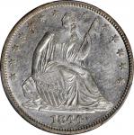 1844 Liberty Seated Half Dollar. WB-6. Rarity-3. Repunched Date. AU-55 (PCGS).