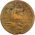 1786 New Jersey Copper. Maris 26-S, W-4995. Rarity-5. Straight Plow Beam, Blundered 6. VF Details--T
