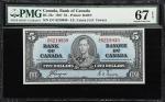CANADA. Bank of Canada. 5 Dollars, 1937. BC-23c. PMG Superb Gem Uncirculated 67 EPQ.