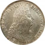 1703-9年法国一埃居。雷恩铸币厂。路易十四。FRANCE. Ecu, 1703-9. Rennes Mint. Louis XIV. PCGS AU-58.