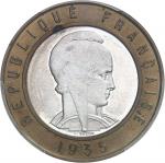 FRANCE IIIe République (1870-1940). Essai de frappe uniface d’avers bimétallique (bronze / aluminium